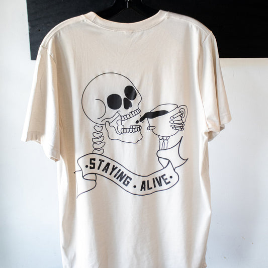 "STAYING ALIVE" BLACKBEARD TRI-BLEND TEE